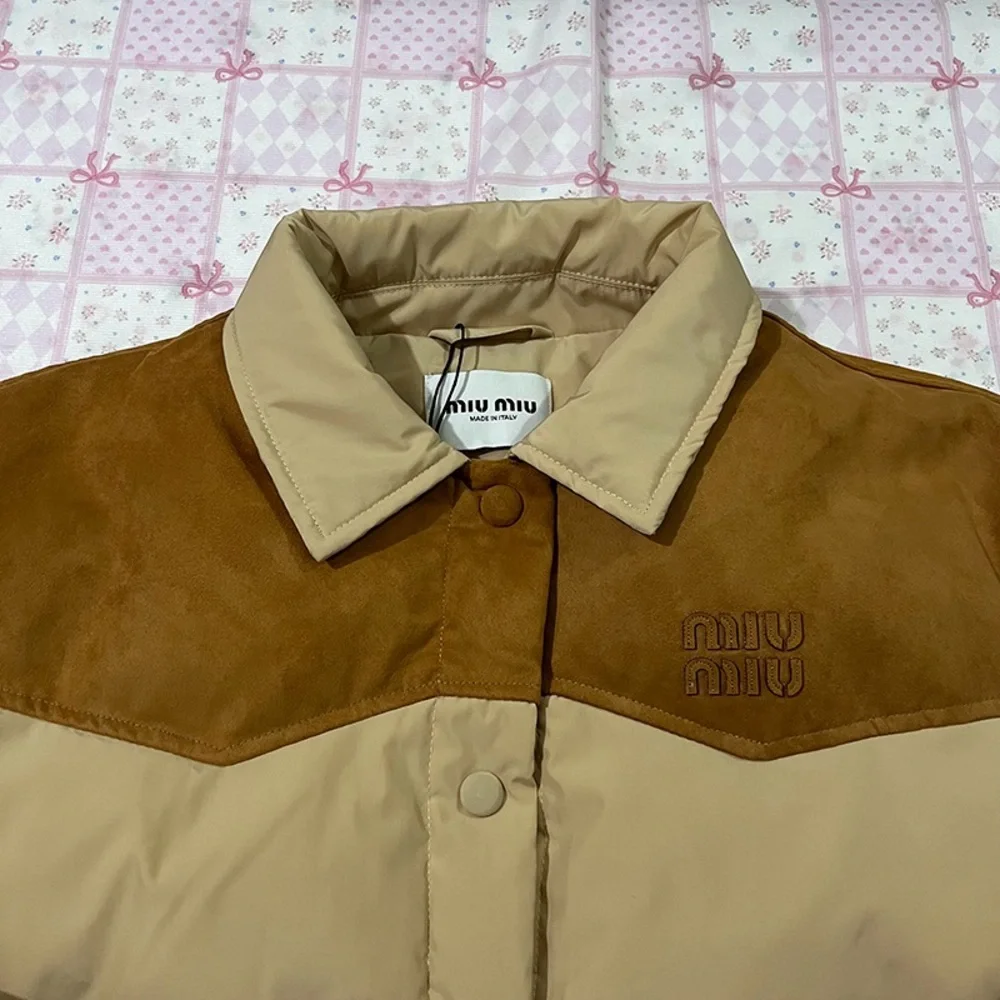 Miu Miu Patchwork Lapel Down Jacket - Picture 2 of 13